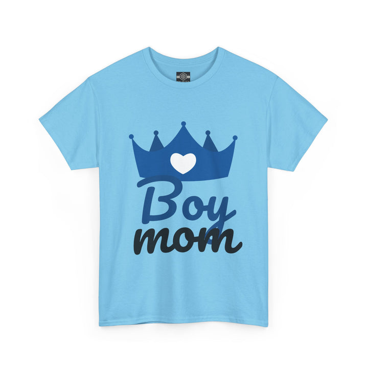 Boy Mom Unisex Heavy Cotton Tee | Crown Graphic T-Shirt for Proud Moms