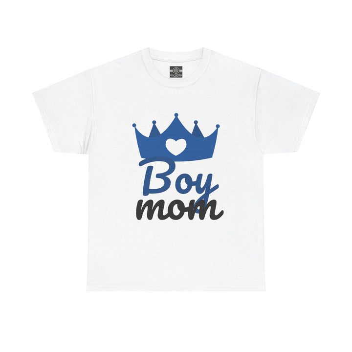 Boy Mom Unisex Heavy Cotton Tee | Crown Graphic T-Shirt for Proud Moms