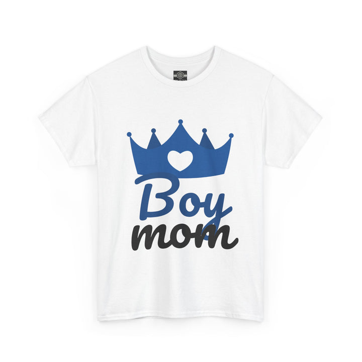 Boy Mom Unisex Heavy Cotton Tee | Crown Graphic T-Shirt for Proud Moms