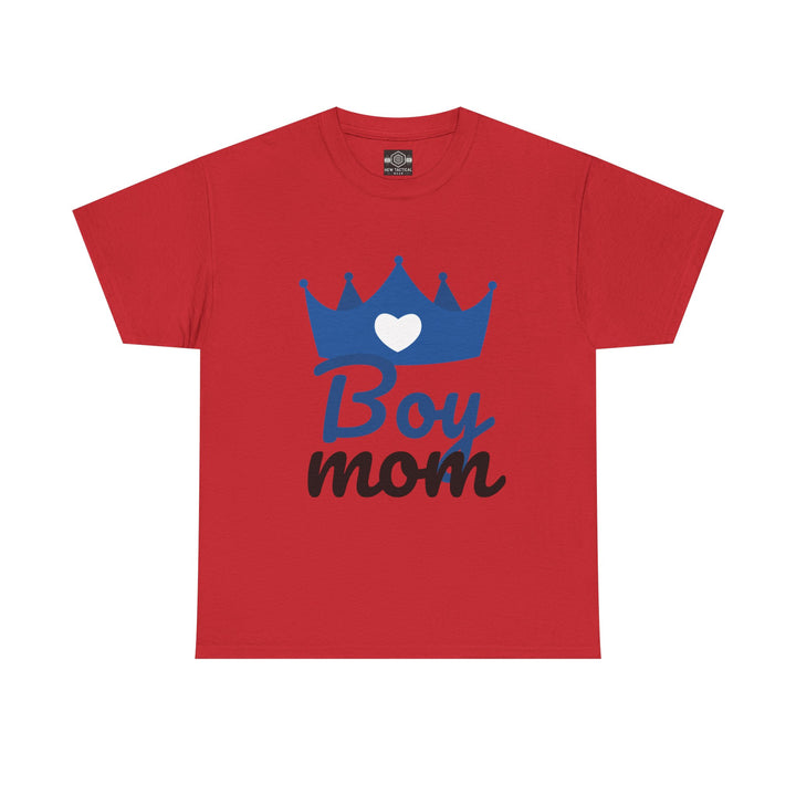 Boy Mom Unisex Heavy Cotton Tee | Crown Graphic T-Shirt for Proud Moms