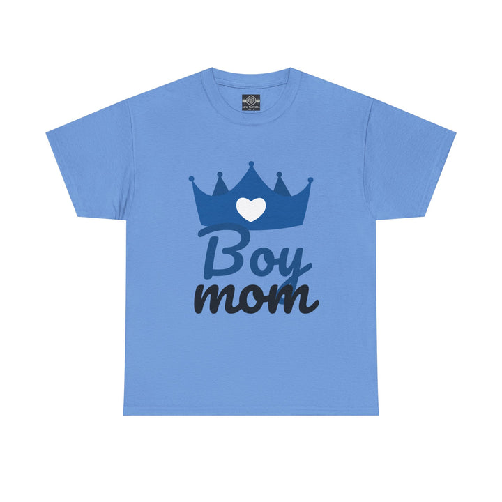 Boy Mom Unisex Heavy Cotton Tee | Crown Graphic T-Shirt for Proud Moms