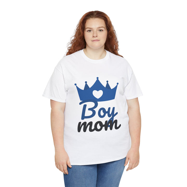 Boy Mom Unisex Heavy Cotton Tee | Crown Graphic T-Shirt for Proud Moms