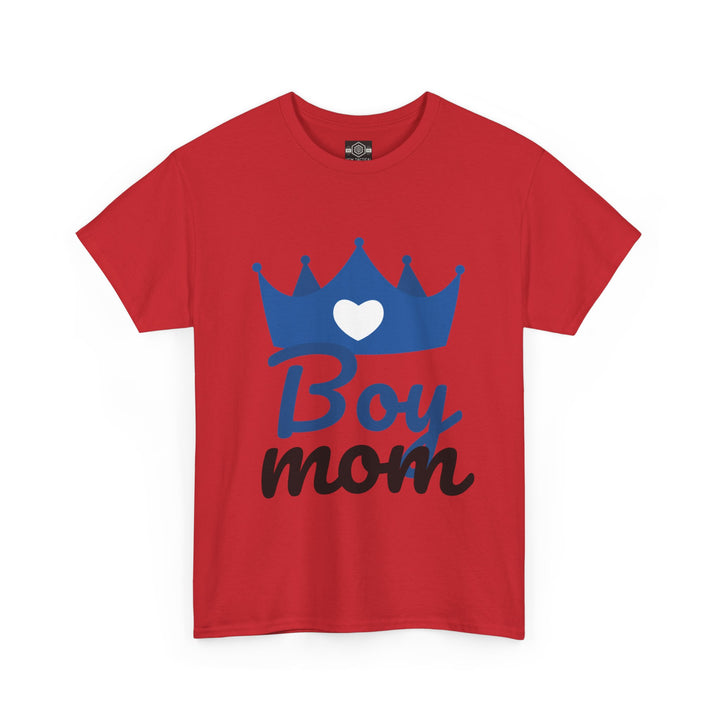 Boy Mom Unisex Heavy Cotton Tee | Crown Graphic T-Shirt for Proud Moms