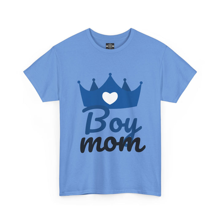 Boy Mom Unisex Heavy Cotton Tee | Crown Graphic T-Shirt for Proud Moms