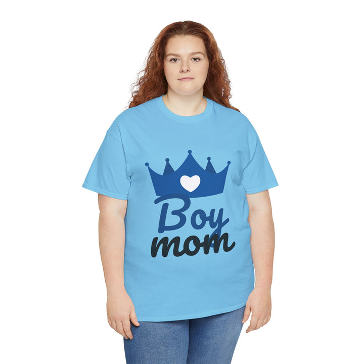 Boy Mom Unisex Heavy Cotton Tee | Crown Graphic T-Shirt for Proud Moms