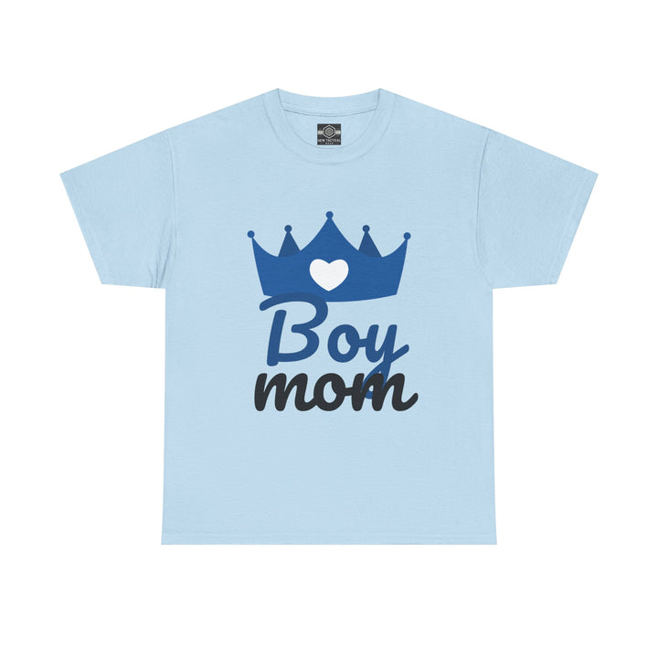 Boy Mom Unisex Heavy Cotton Tee | Crown Graphic T-Shirt for Proud Moms