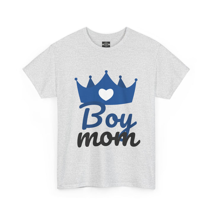 Boy Mom Unisex Heavy Cotton Tee | Crown Graphic T-Shirt for Proud Moms