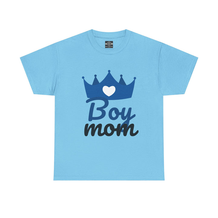 Boy Mom Unisex Heavy Cotton Tee | Crown Graphic T-Shirt for Proud Moms