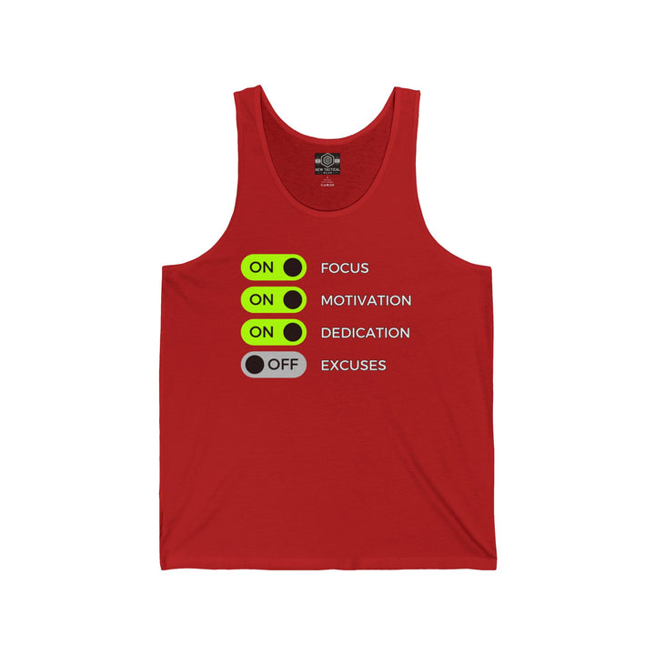 Motivational Unisex Jersey Tank - Focus, Motivation, Dedication, Excuses