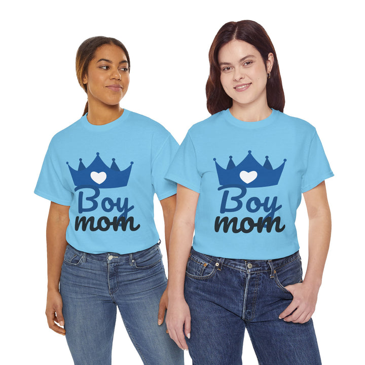 Boy Mom Unisex Heavy Cotton Tee | Crown Graphic T-Shirt for Proud Moms