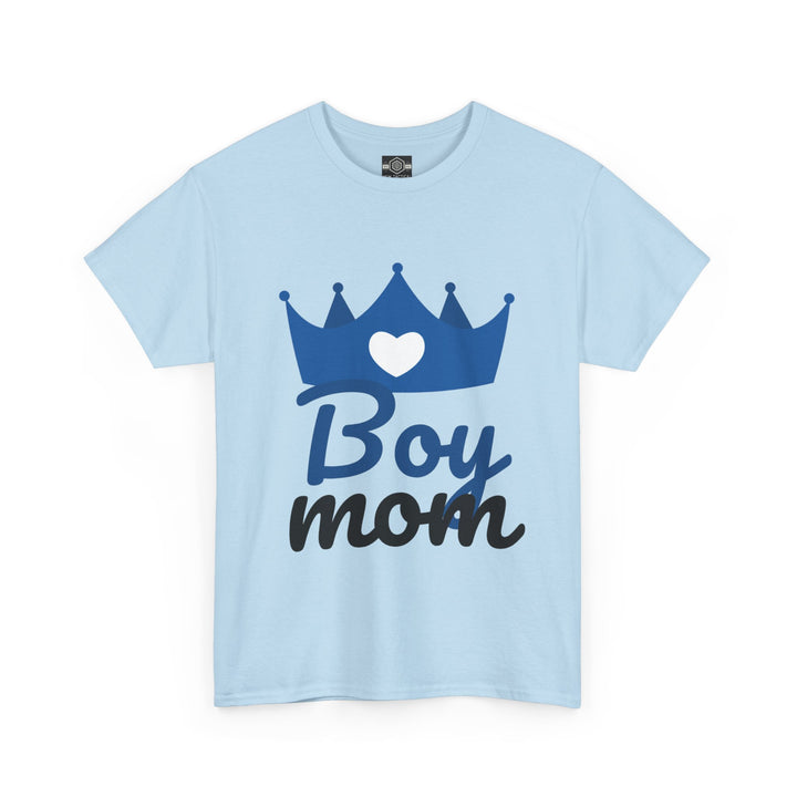 Boy Mom Unisex Heavy Cotton Tee | Crown Graphic T-Shirt for Proud Moms